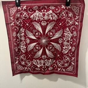 Red Bandana with White Floral Design